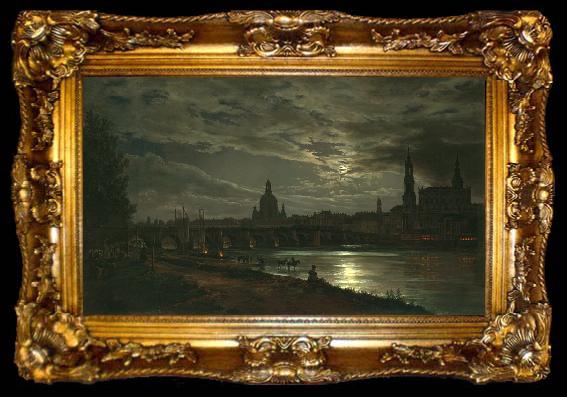 framed  Johan Christian Dahl View of Dresden in the Moonlight (mk10), ta009-2